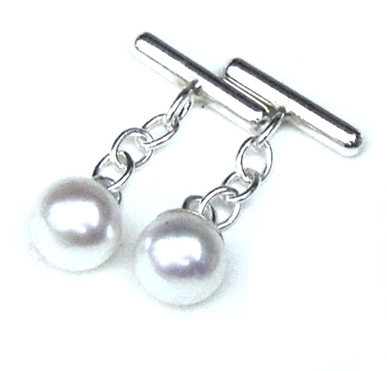 White  AAA Pearl Cufflinks